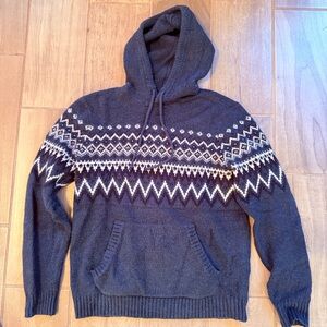 Old Navy Men's Fair Isle Knit Hooded Sweater / Hoodie - Cozy Winter Style